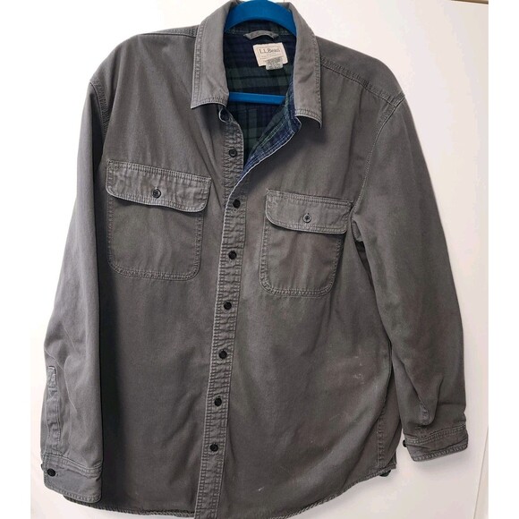 L.L. Bean Hurricane Shirt Flannel Lined Button Up Mens LRGE TALL Jacket 298206 - Picture 1 of 16
